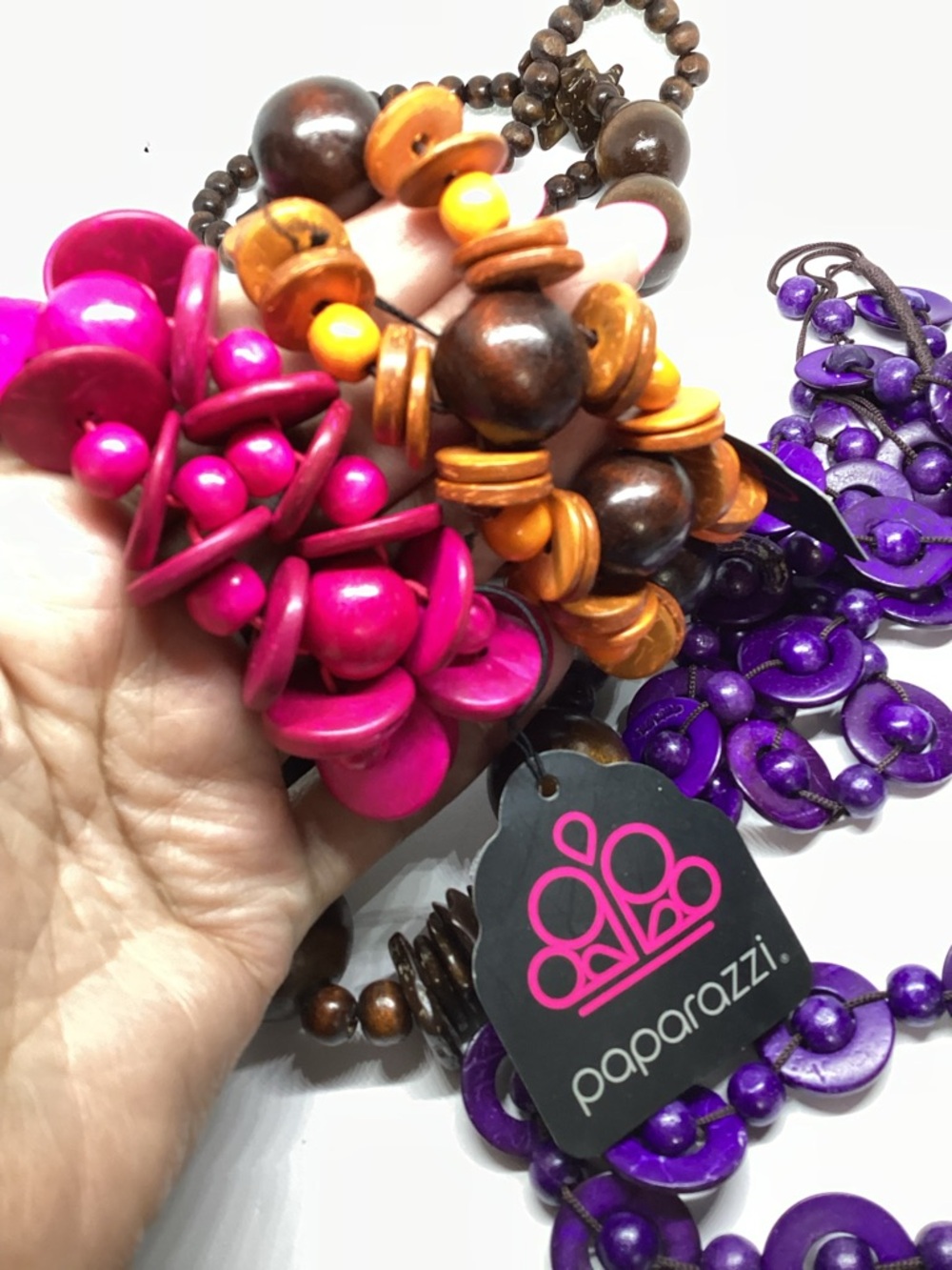 paparazzi Multi-Strand Bead Necklace — Fuchsia, Orange, Purple, Brown LOT <<<<<